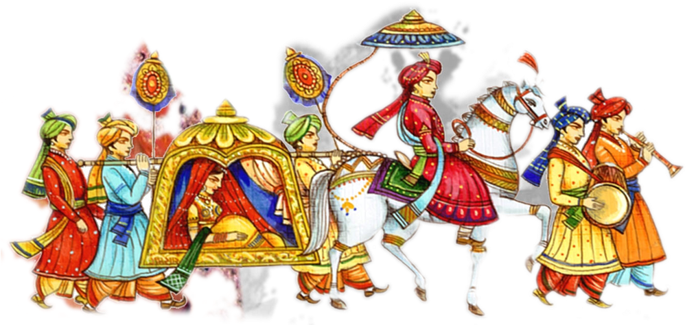 Traditional Indian Wedding Procession Clipart PNG