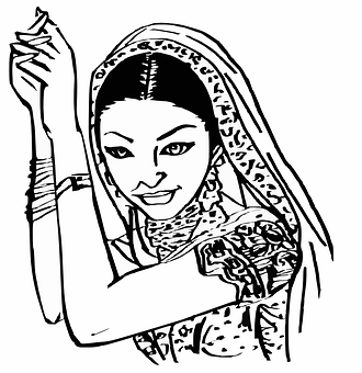 Traditional Indian Woman Illustration PNG