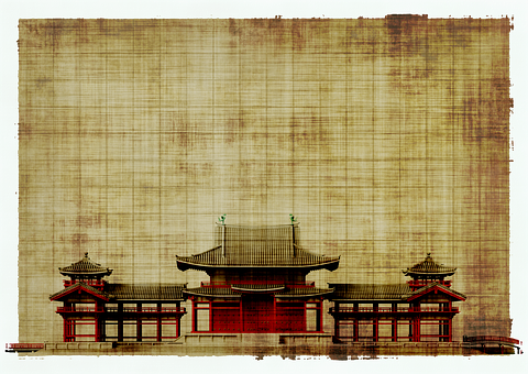 Traditional Japanese Architecture Parchment Background PNG