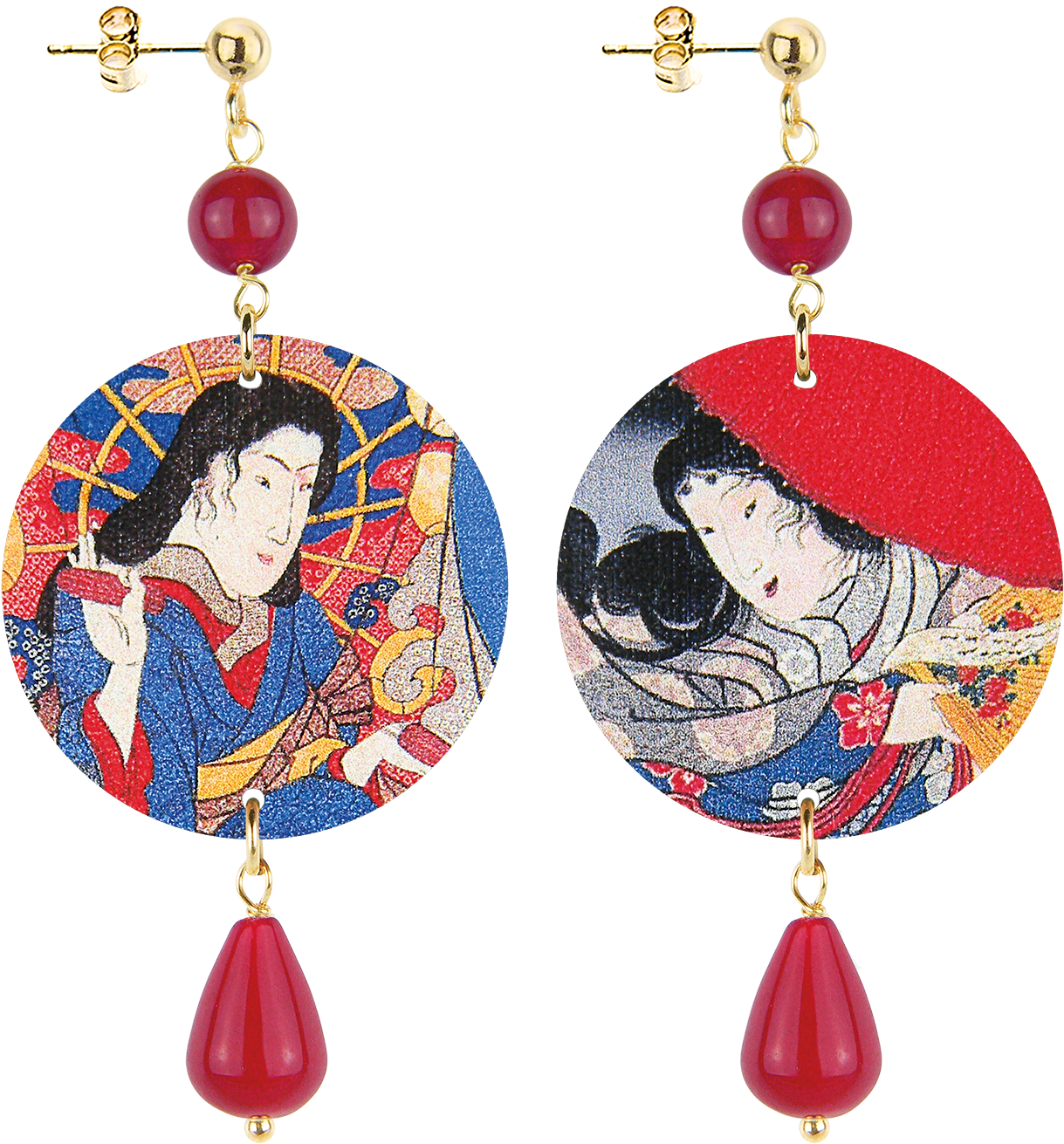 Traditional Japanese Art Earrings PNG
