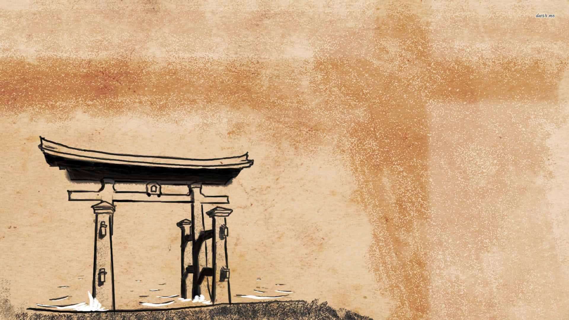 Traditionel japansk ink illustrering Wallpaper