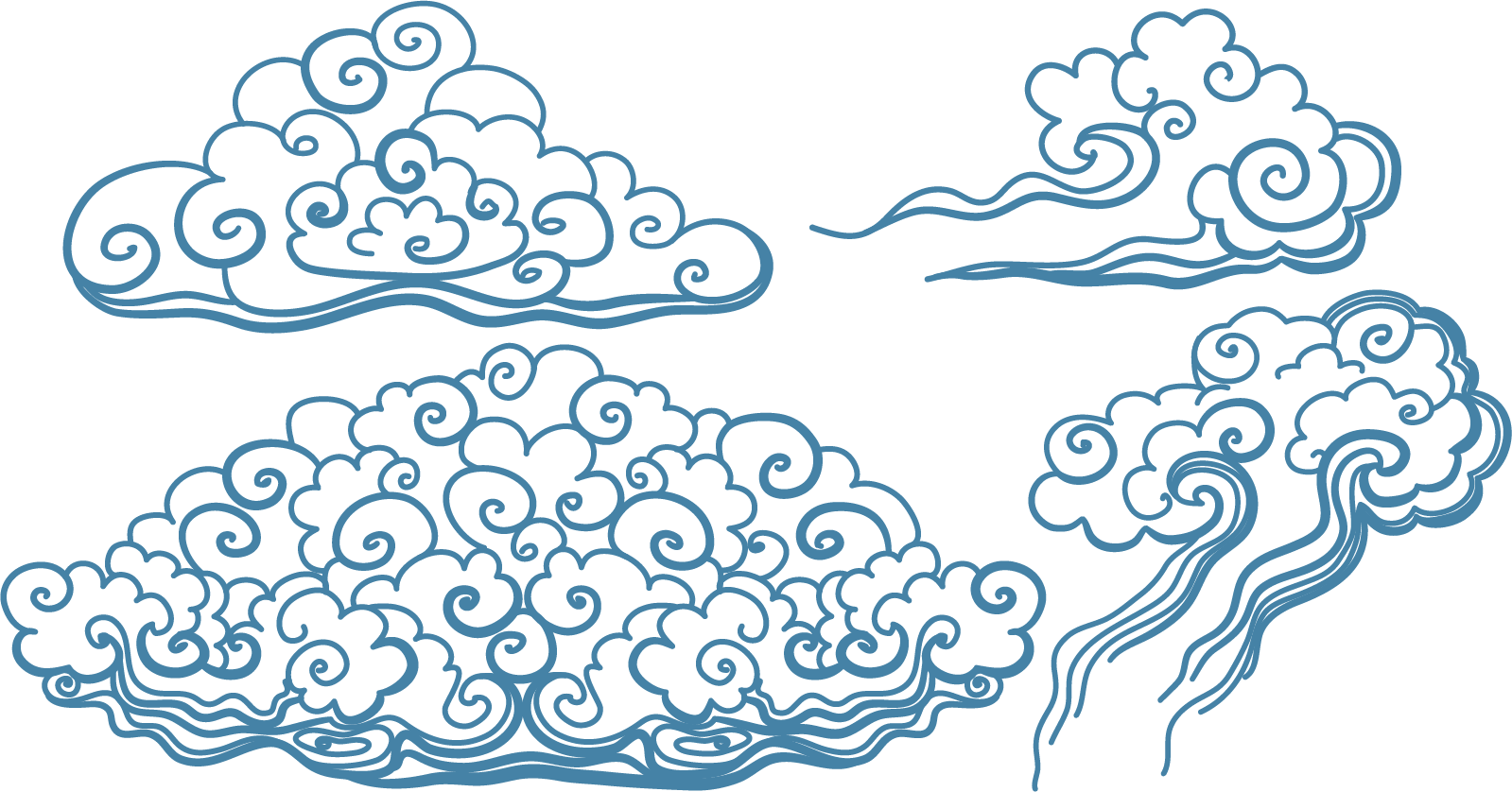 Traditional Japanese Cloud Illustrations PNG