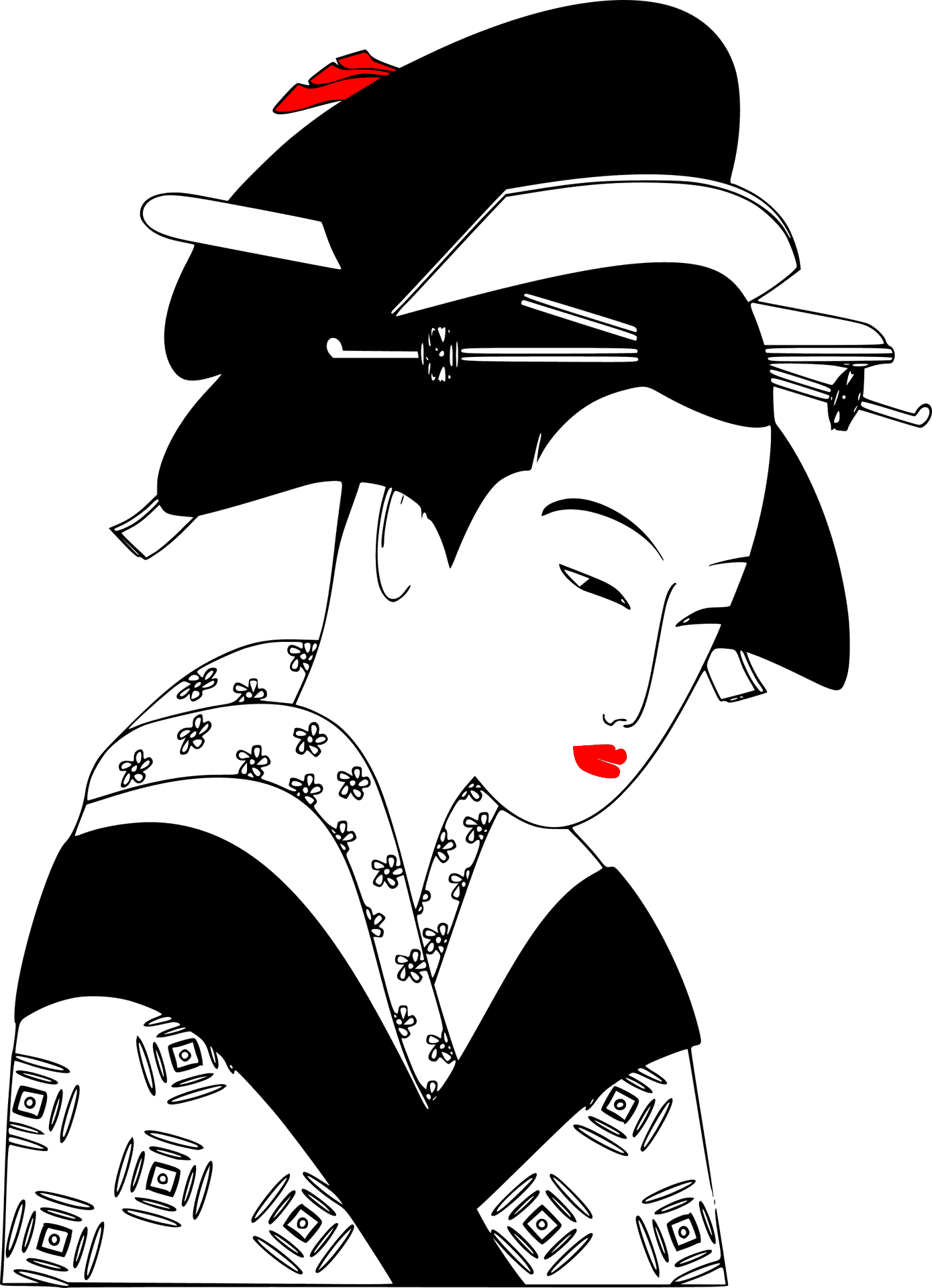 Traditional Japanese Geisha Art PNG