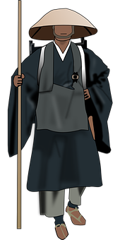 Traditional Japanese Monk Illustration PNG