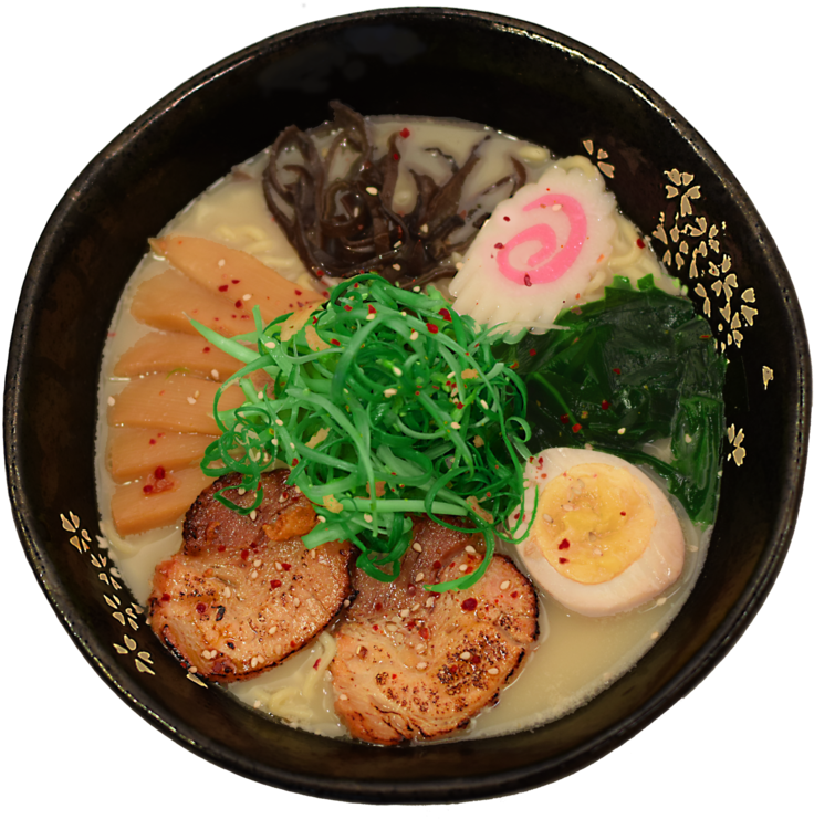 Traditional Japanese Ramen Bowl PNG