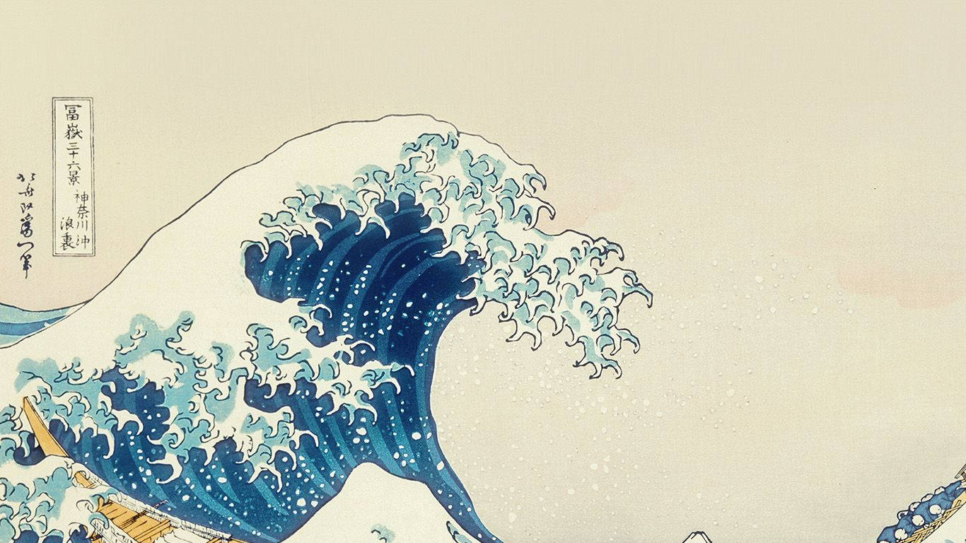 Traditional Japanese Wave Aesthetic Art Desktop