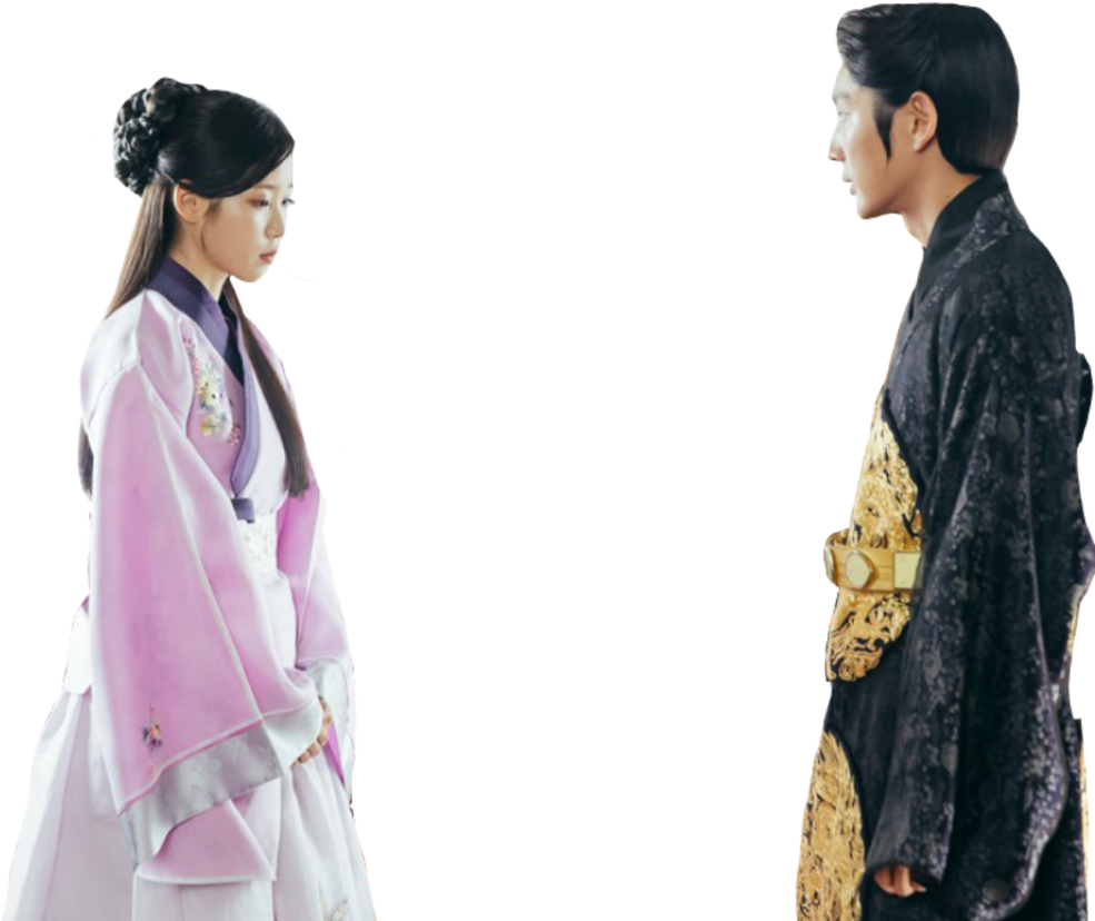 Traditional Korean Hanbok Couple PNG