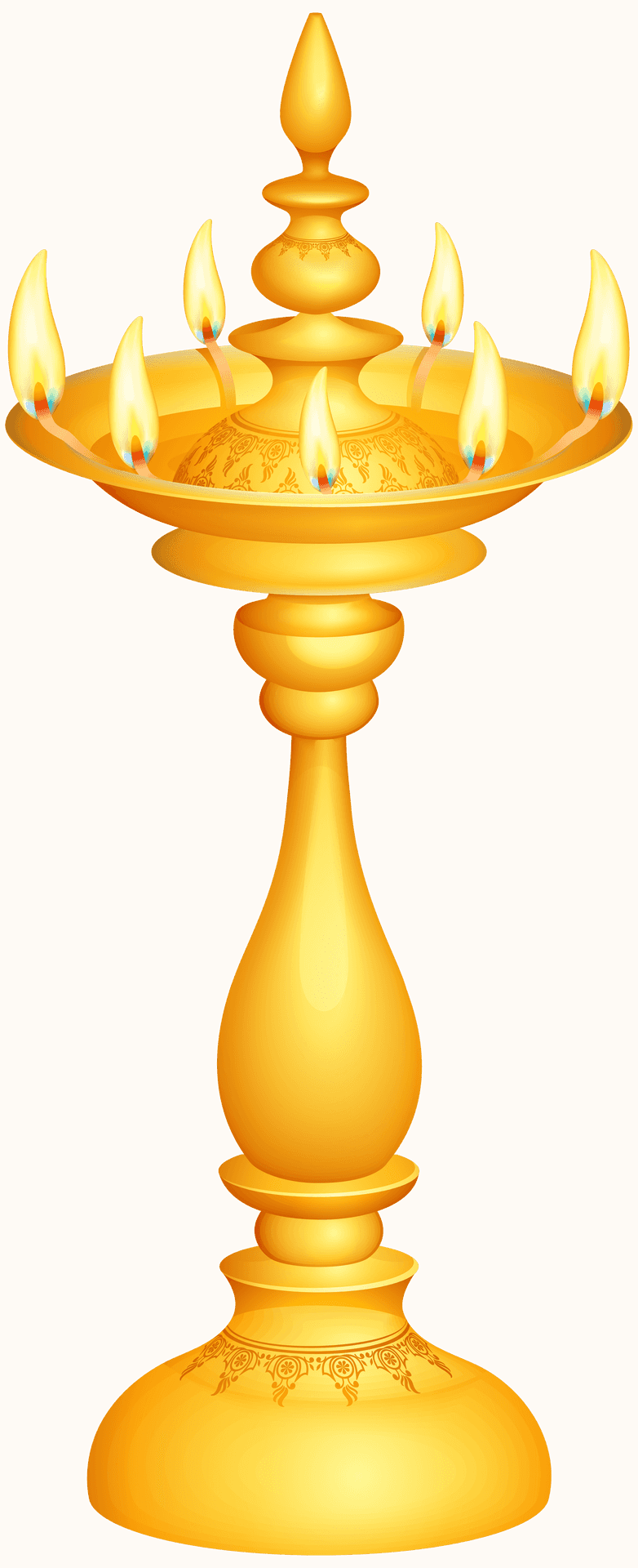 Traditional Kuthu Vilakku Lamp Illustration PNG