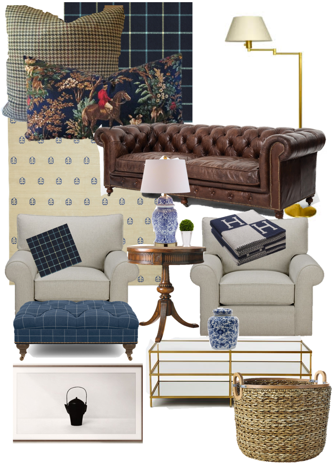 Traditional Living Room Furniture Collection PNG