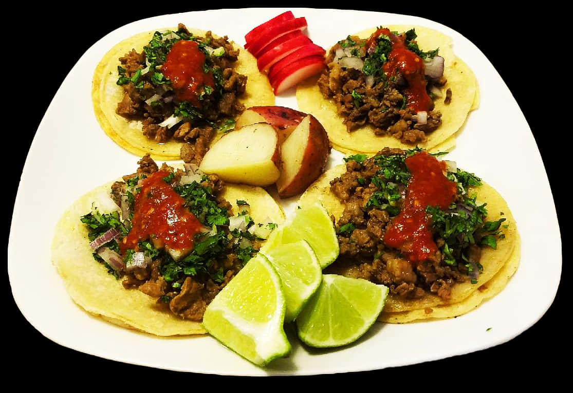 Traditional Mexican Tacos Platter PNG