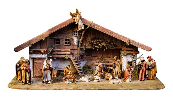 Traditional Nativity Scene Display PNG