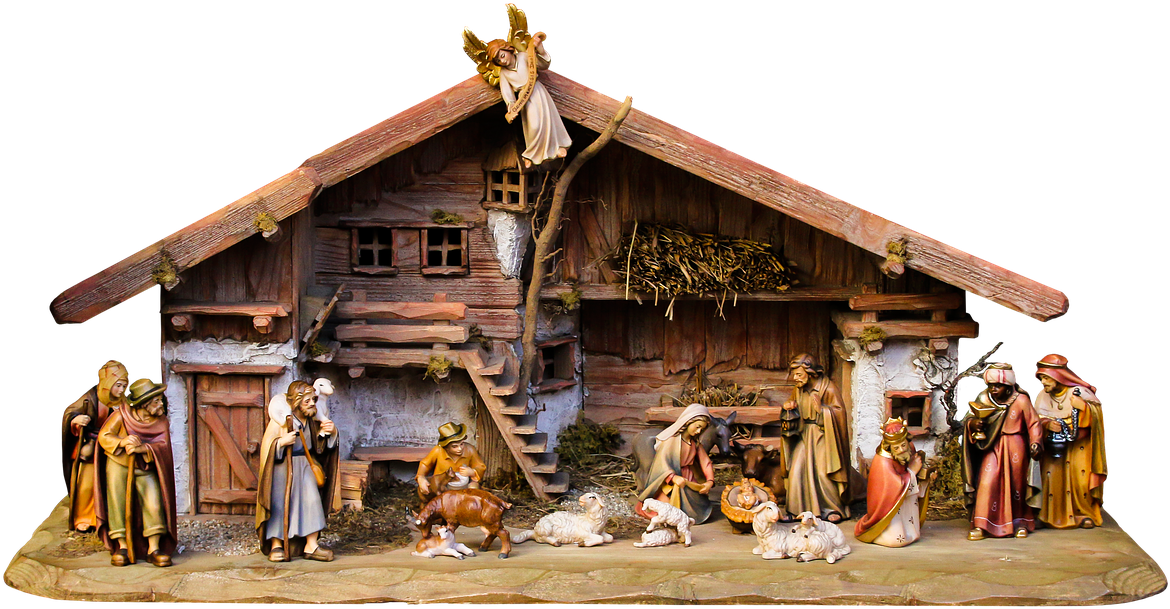 Traditional Nativity Scenewith Figurines PNG