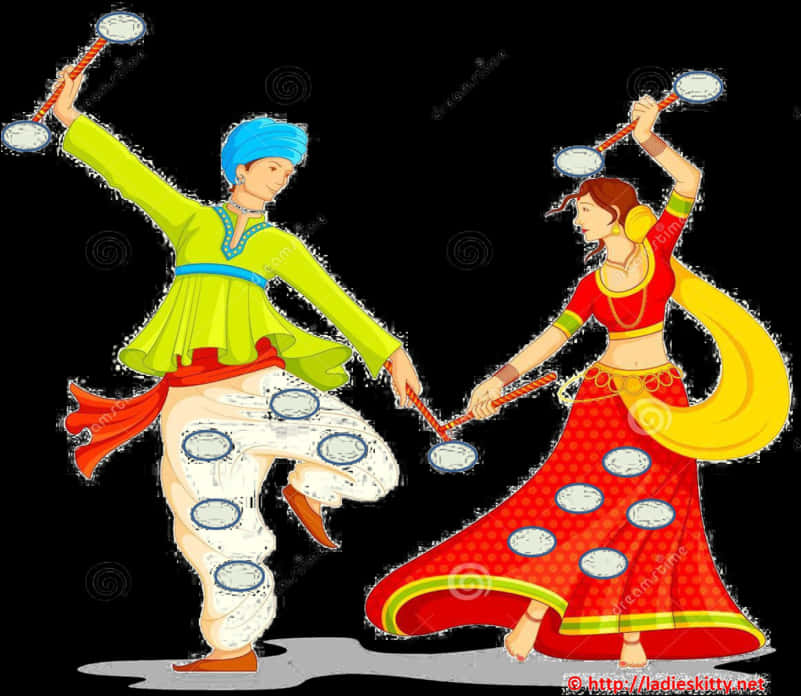 Traditional Navratri Dance Illustration PNG