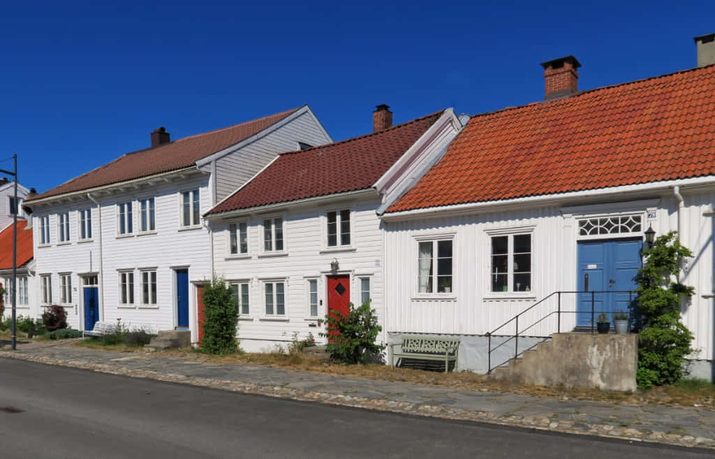 Traditional Norwegian Houses Kristiansand Wallpaper