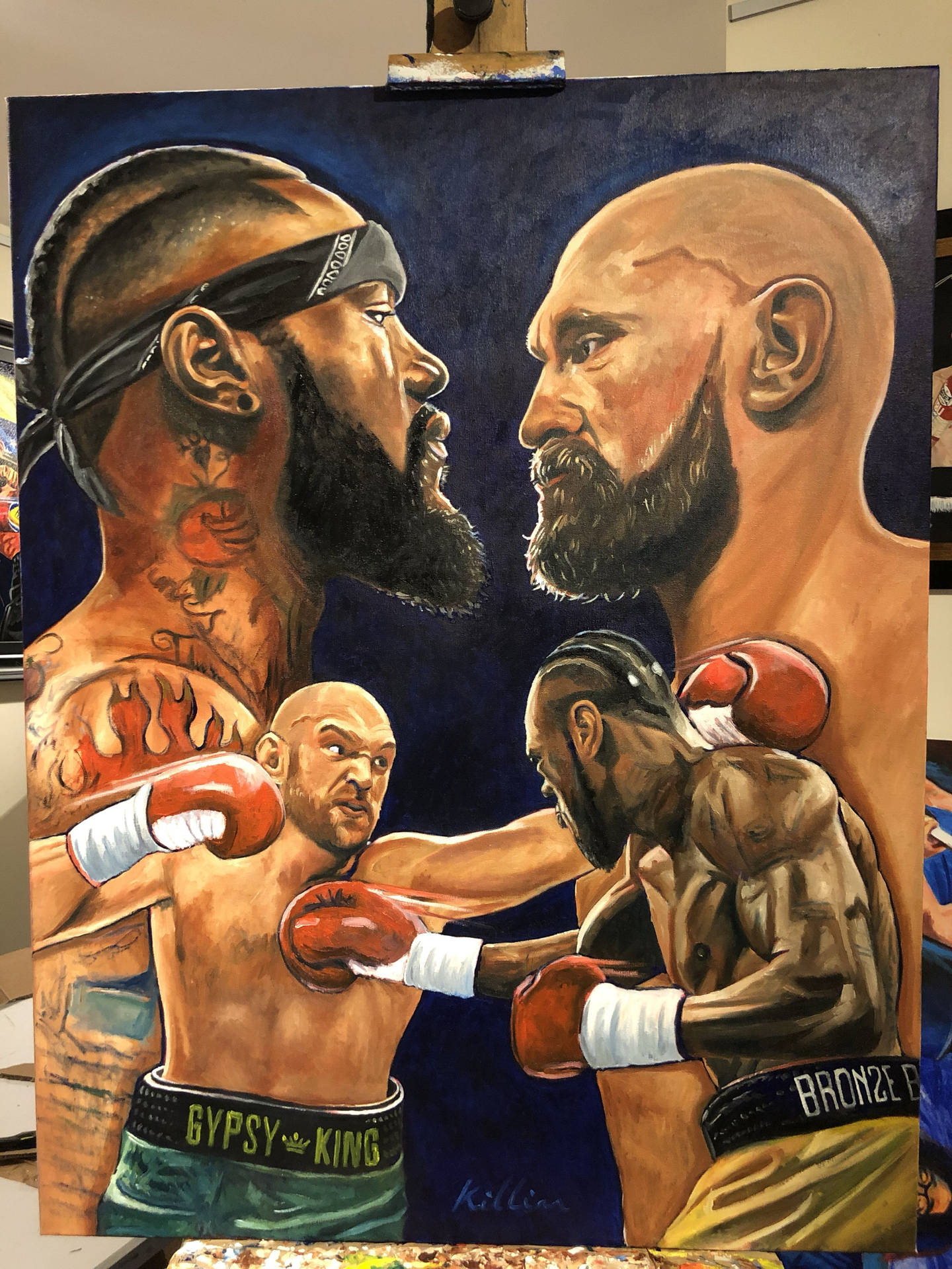 Traditional Painting Tyson Fury On Canvass Wallpaper