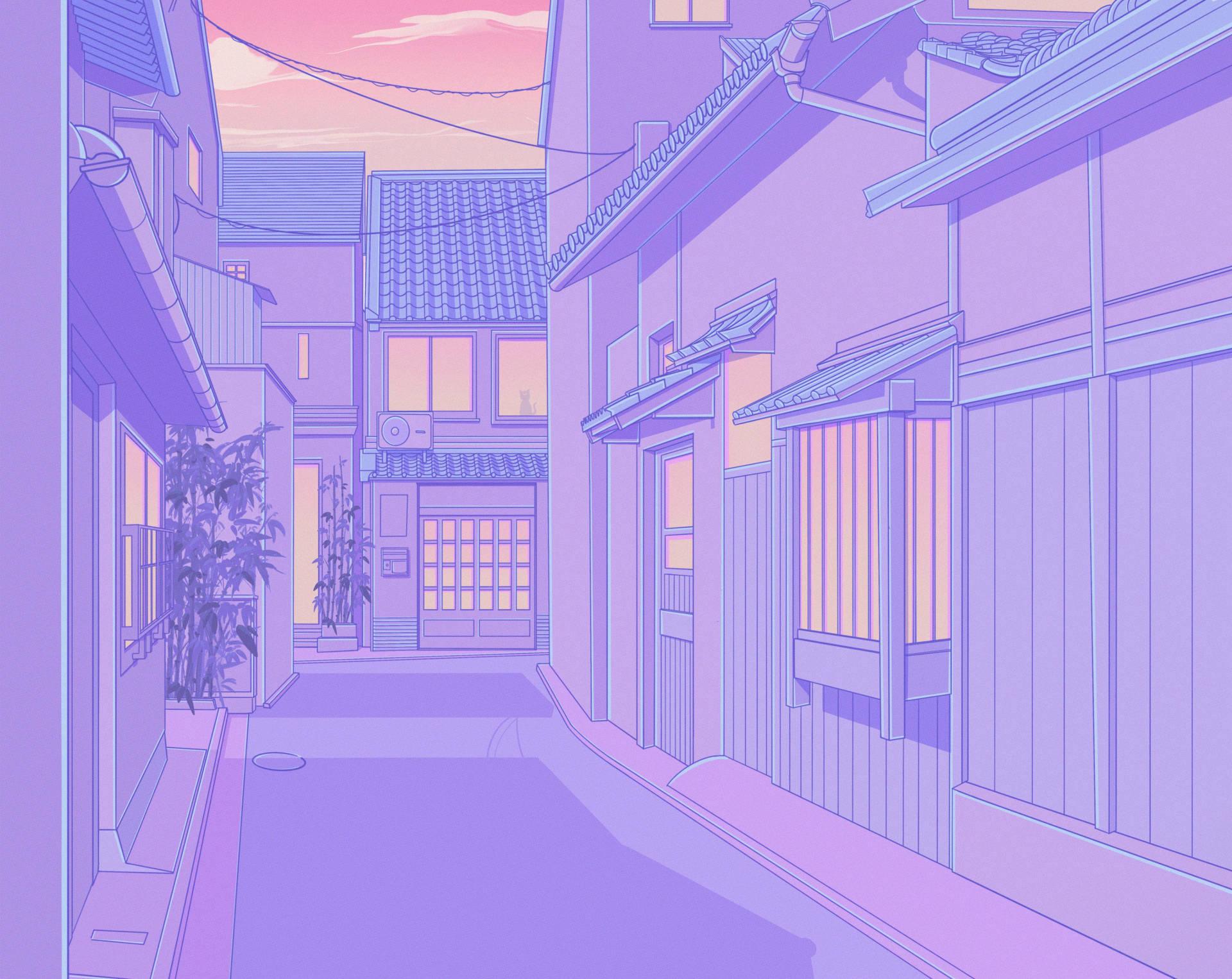 The Tranquility of Pastel Hues - A Stroll through Traditional Japanese Houses Wallpaper