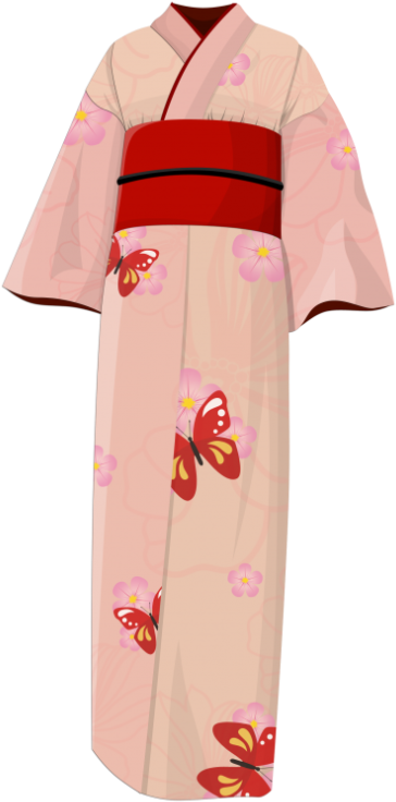 Traditional Pink Floral Kimono PNG