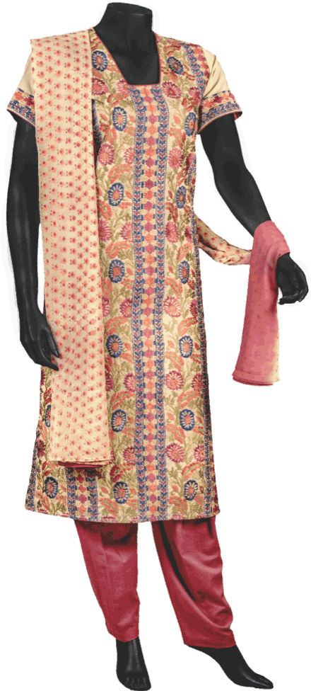 Traditional Printed Salwar Suit Mannequin PNG