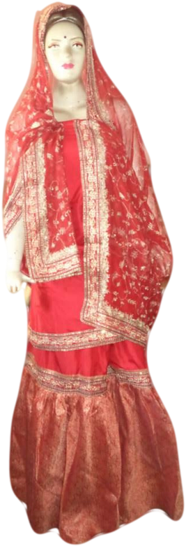 Traditional Red Lehenga Mannequin PNG