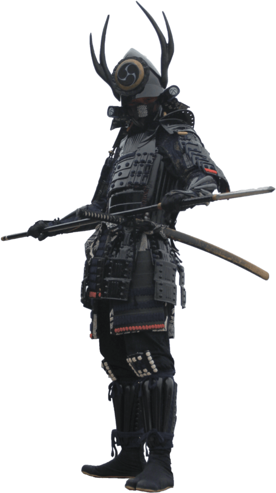 Traditional Samurai Armor Pose PNG
