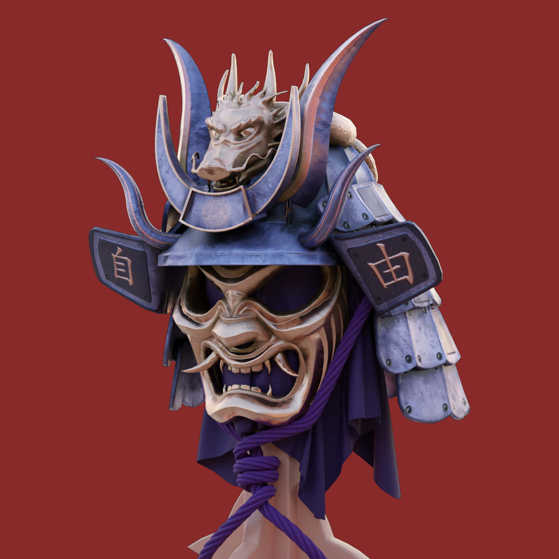 Traditionele Samurai Helm Draak Ontwerp Achtergrond