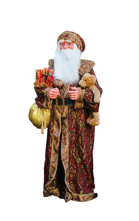 Traditional Santa Claus Figurinewith Gifts PNG