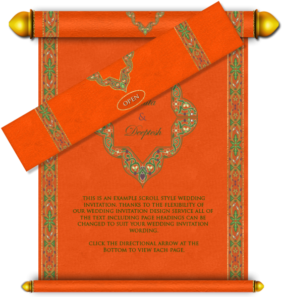 Traditional Scroll Wedding Invitation PNG
