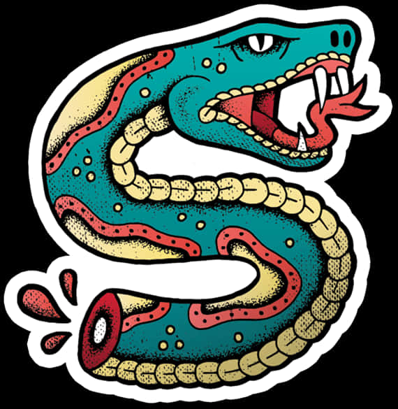Traditional Snake Tattoo Design PNG