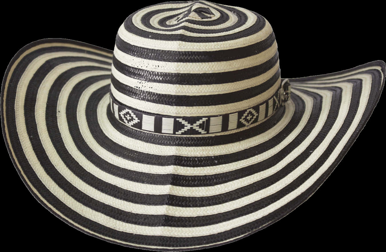 Traditional Striped Sombrero Hat PNG