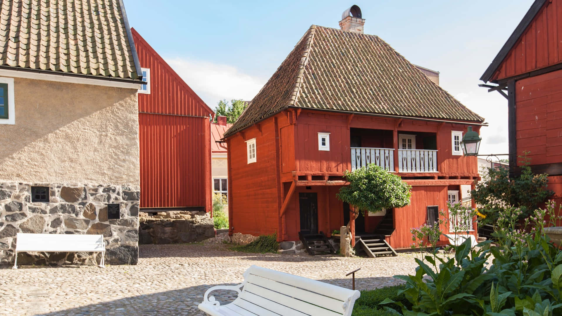 Rumah Tradisional Swedia Karlshamn Wallpaper