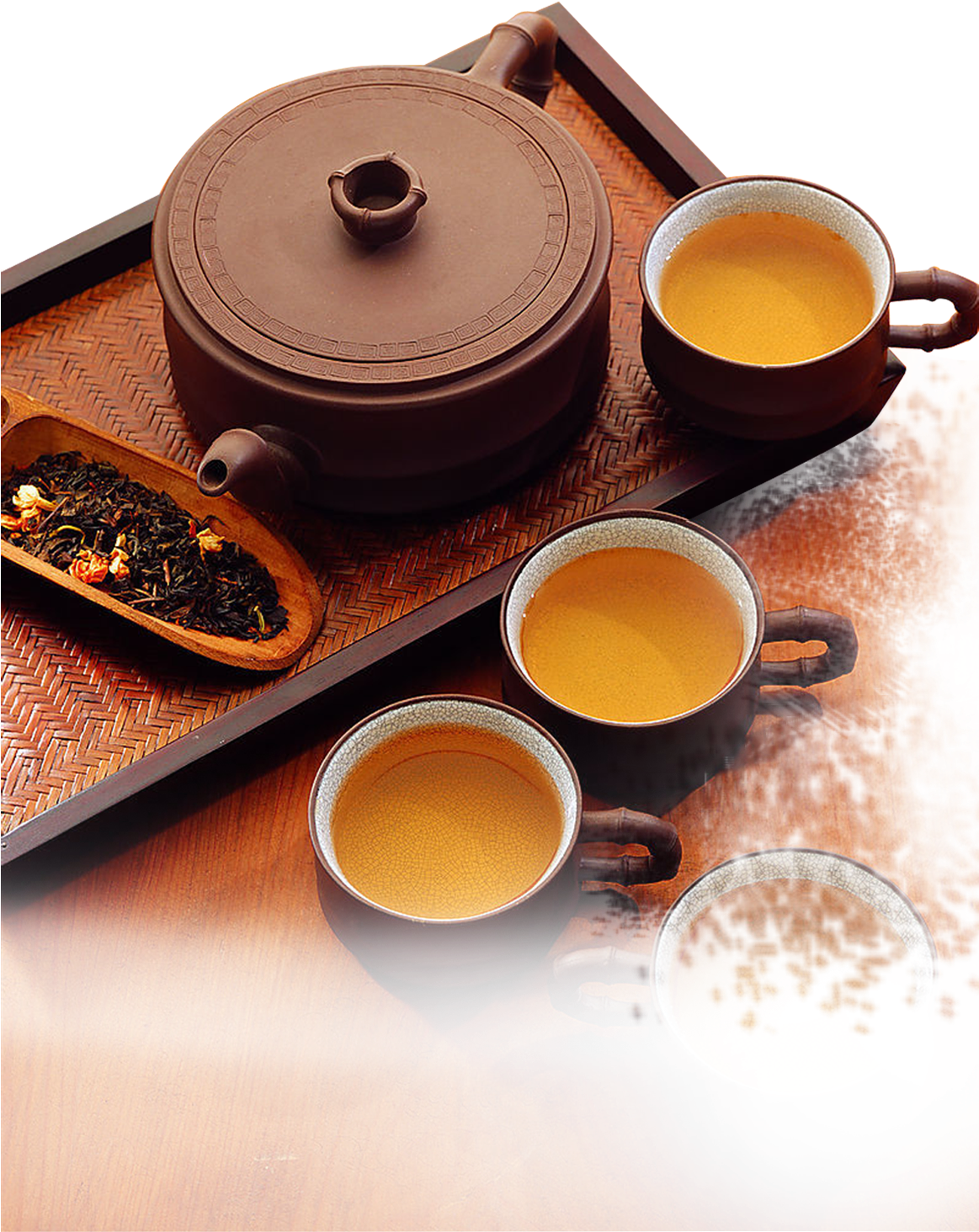 Traditional Tea Setand Loose Leaf Display PNG