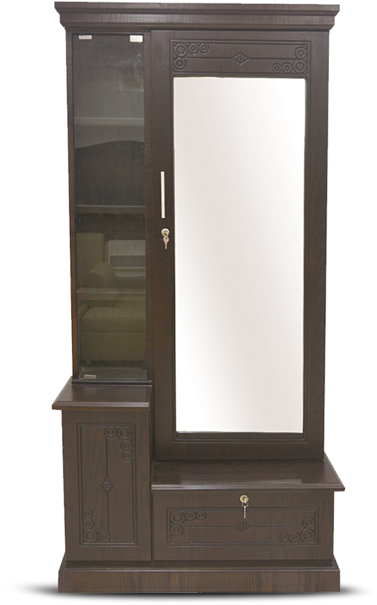 Traditional Wooden Dressing Tablewith Mirror PNG