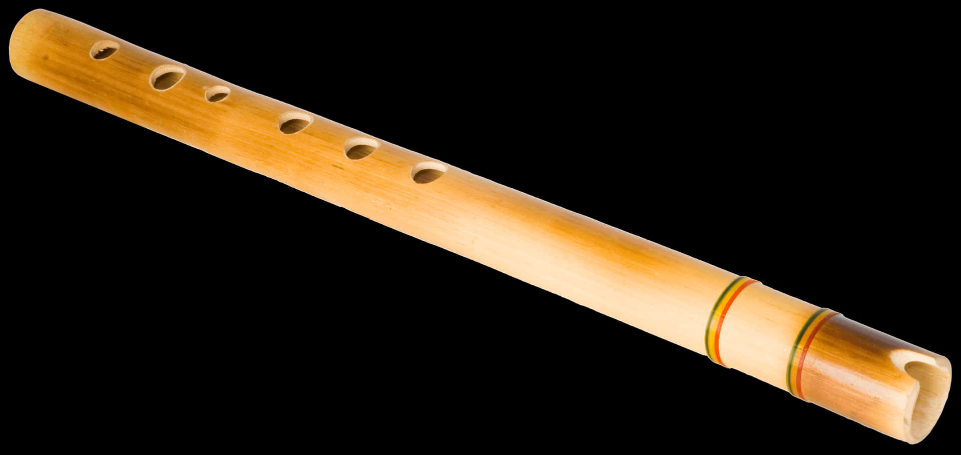 Traditional Wooden Flute Black Background PNG