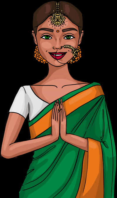 Traditional_ Indian_ Girl_ Animated_ Character PNG