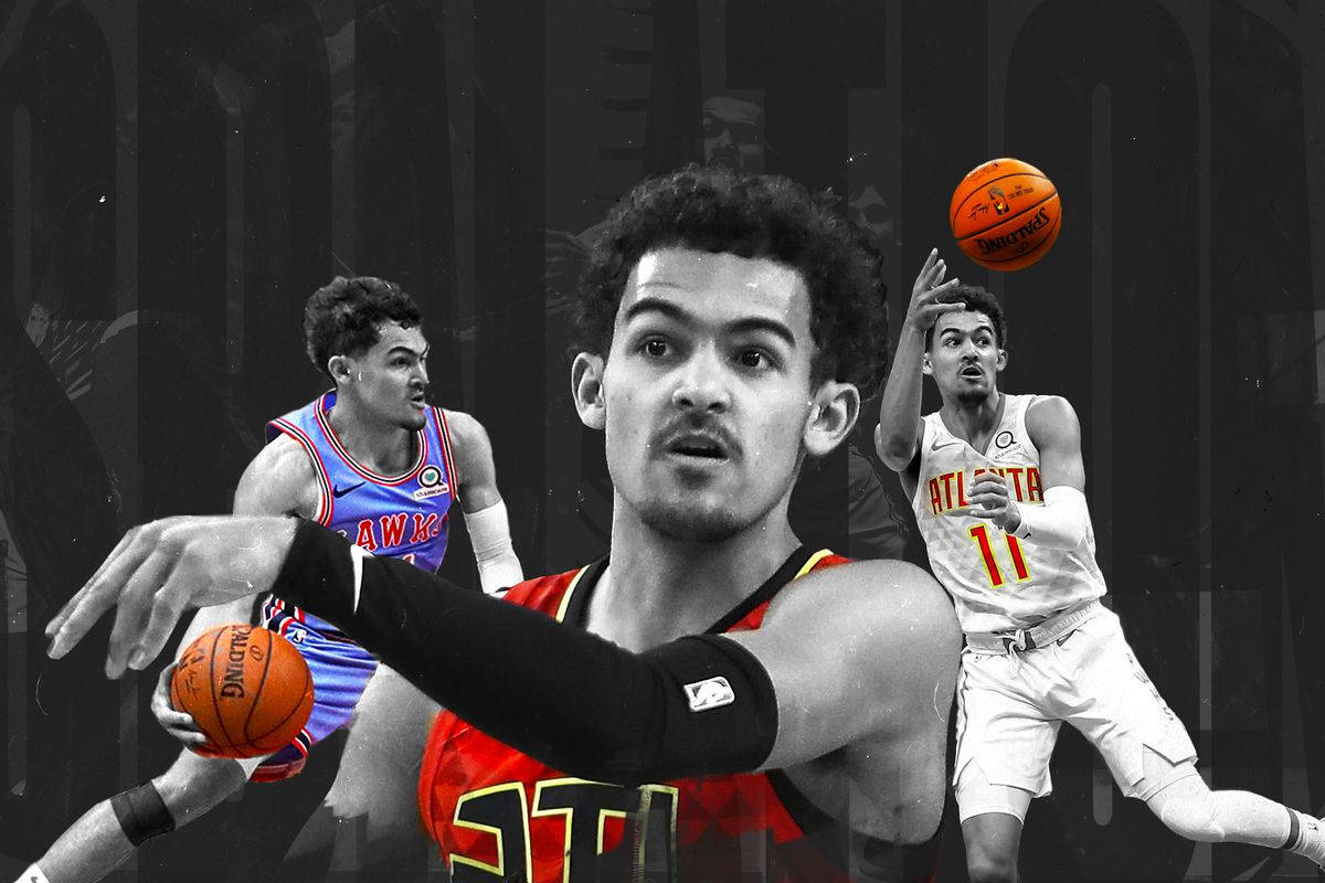 Trae Young Basketball Collage Wallpaper