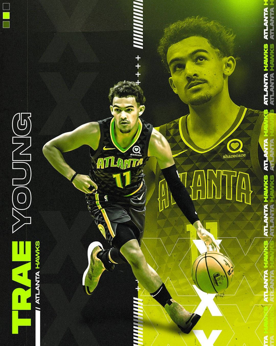 Trae Young Green And Black Wallpaper