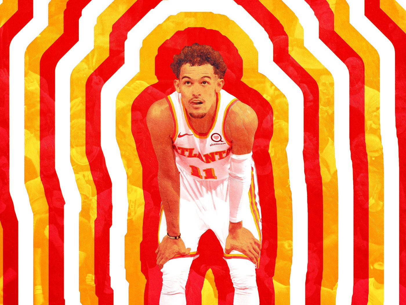 Trae Young Red And Yellow Retro Wallpaper