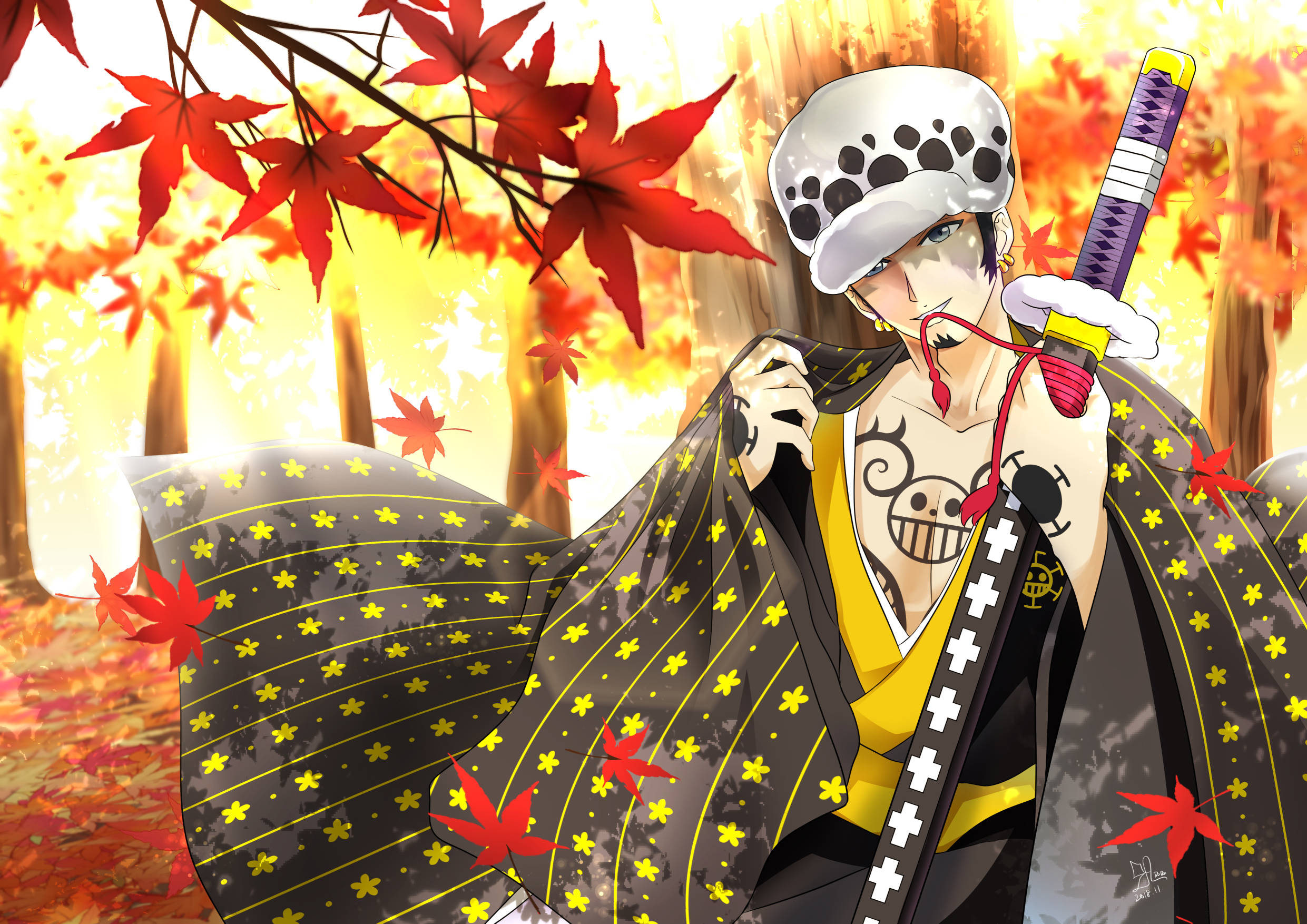 Trafalgar Law One Piece Kimono Autumn Season Wallpaper