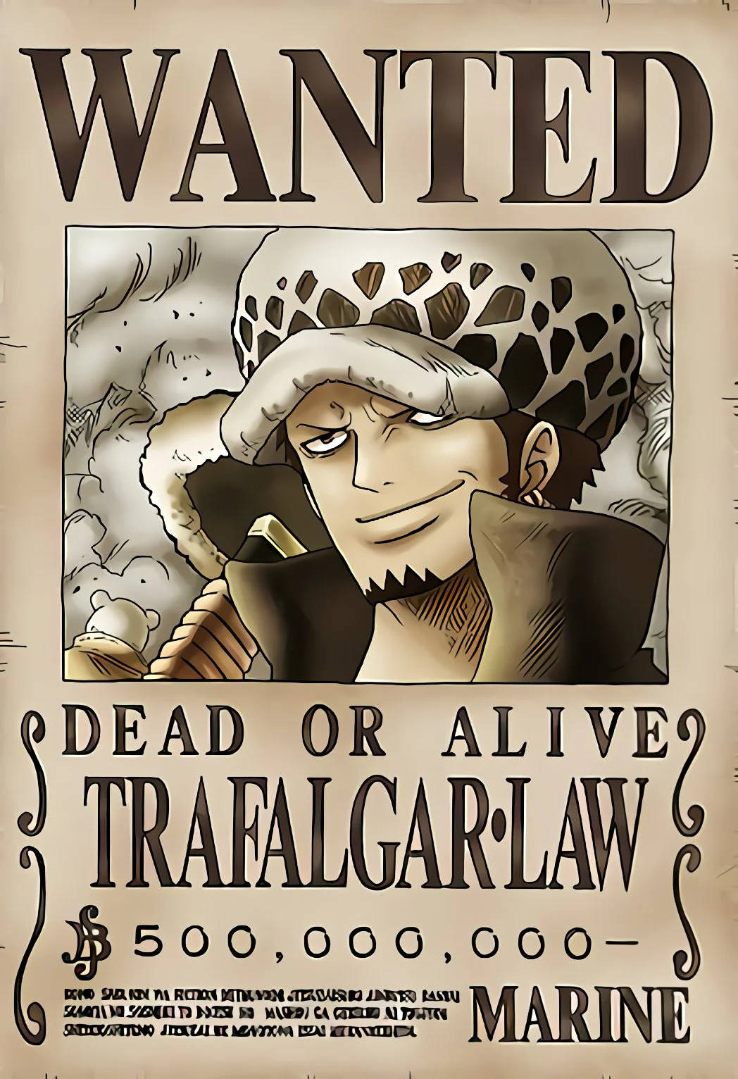 Trafalgar Law One Piece Original Wanted Poster Wallpaper