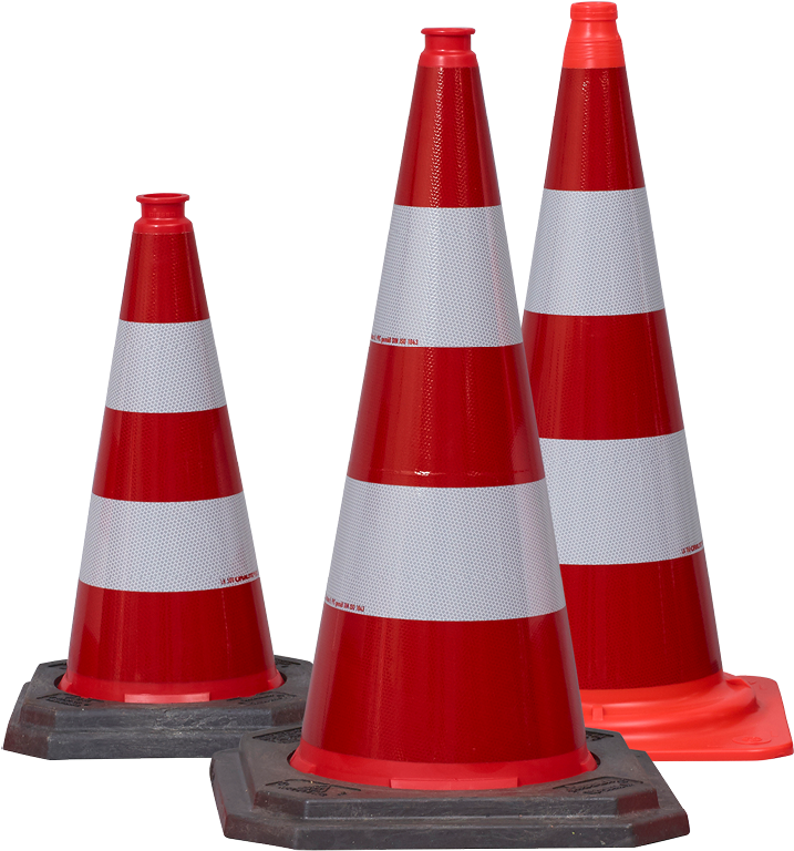 Traffic Safety Cones Array PNG