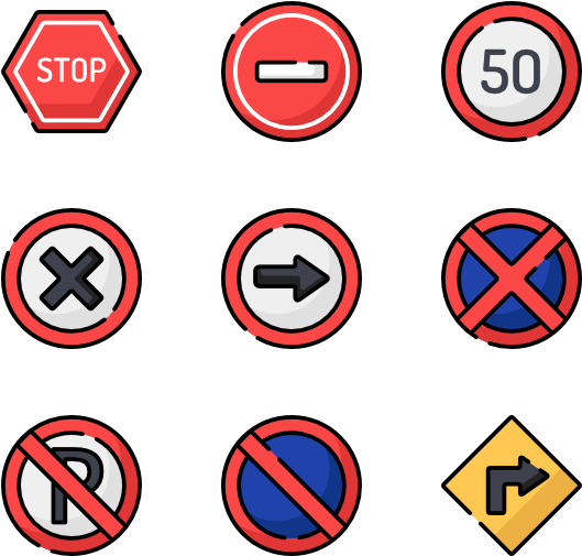 Traffic Signs Collection Illustration PNG