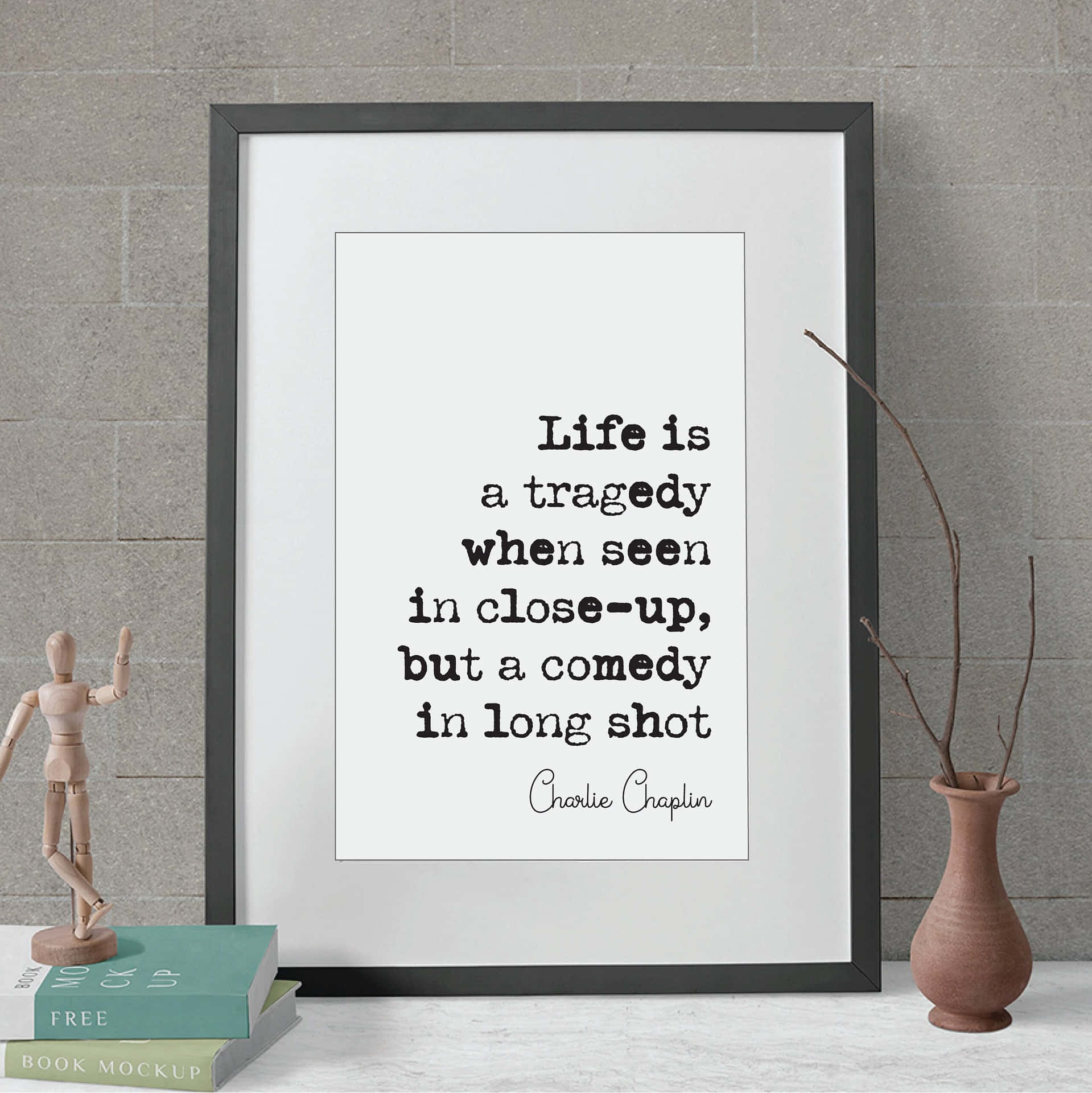 Tragedy Comedy Chaplin Quote Wallpaper