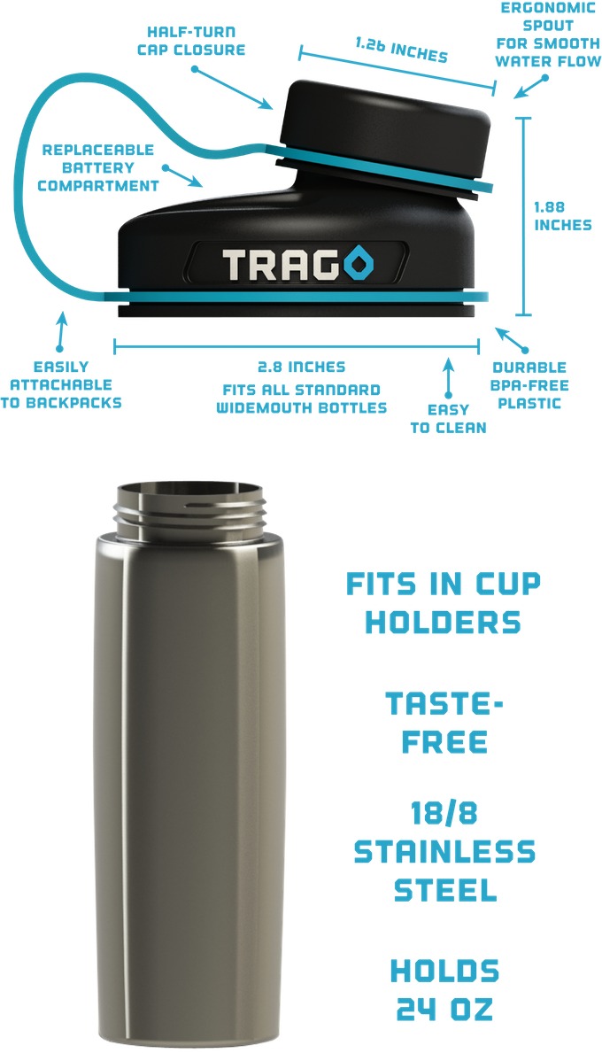 Trago Smart Water Bottle Features PNG