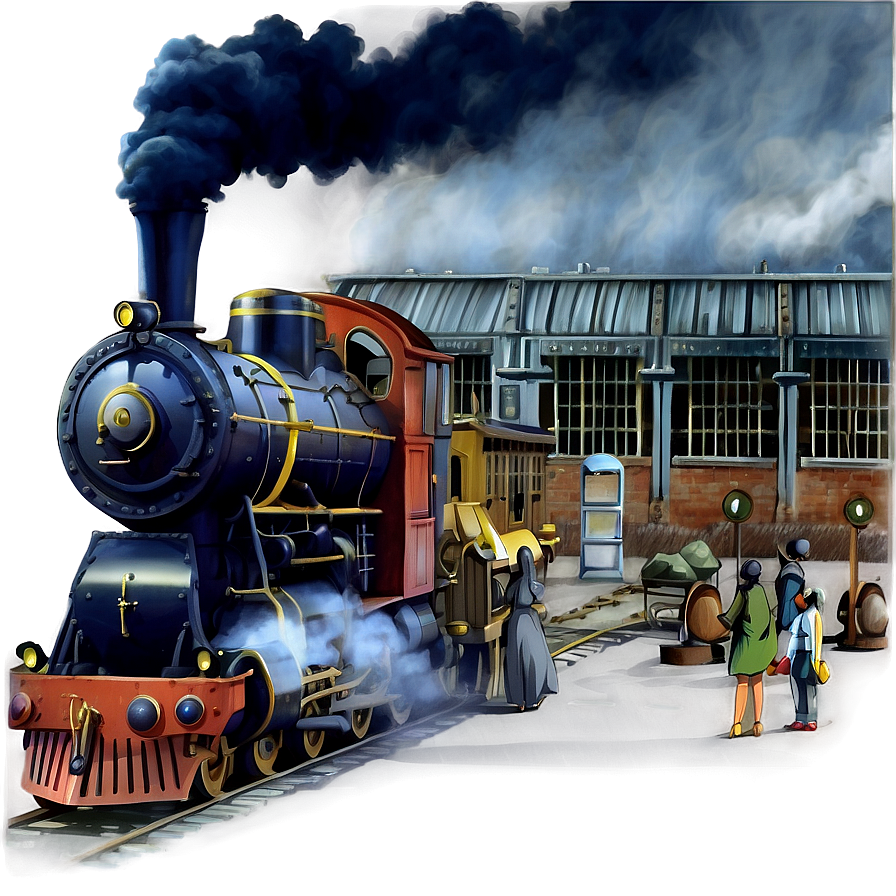 Train Station With Steam Locomotive Png Xtt PNG