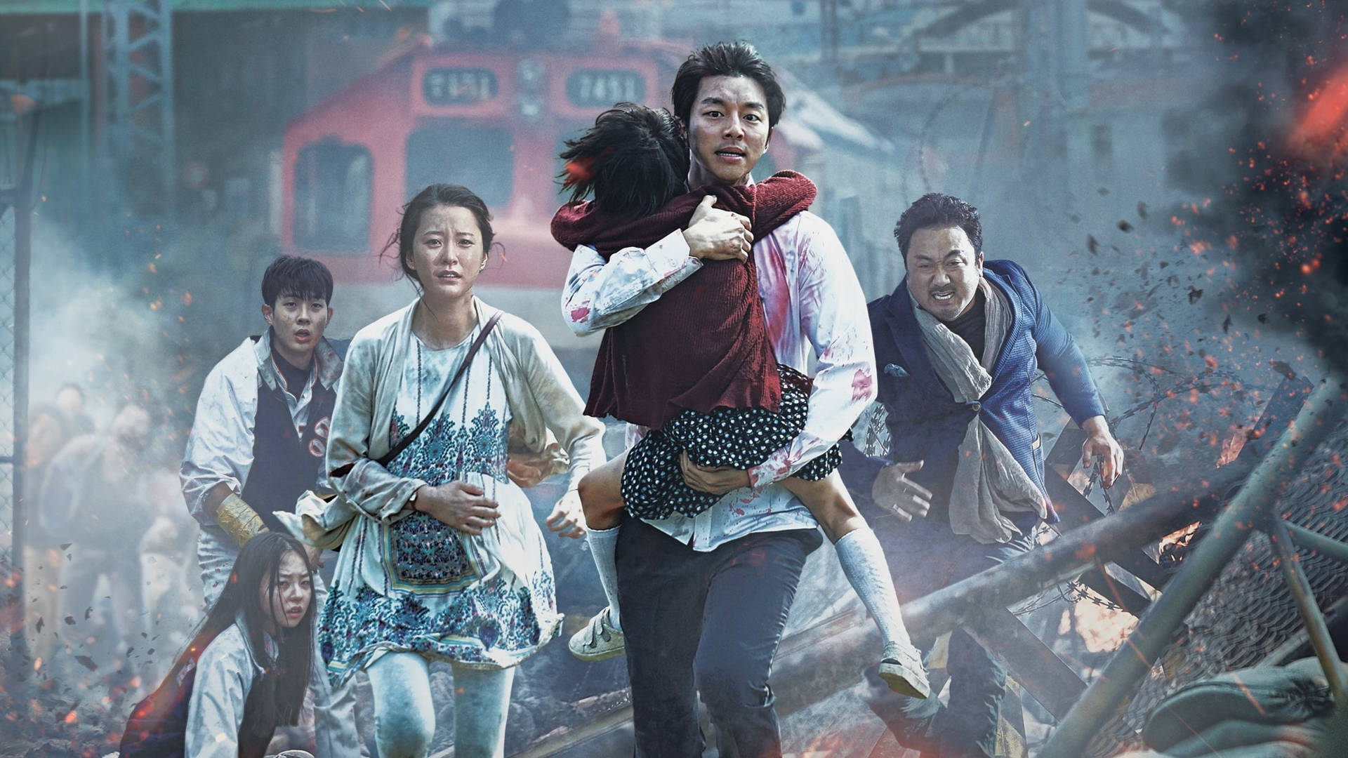 The iconic movie scene from Train to Busan, featuring a thrilling zombie chase. Wallpaper