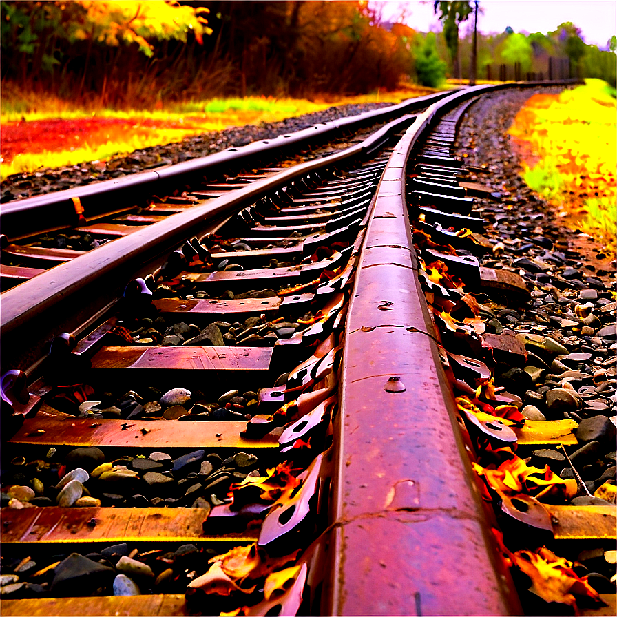 Train Track In Autumn Png Vvh45 PNG