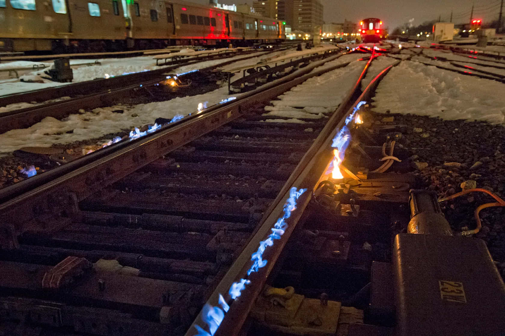 Train Tracks Chicago Railway On Fire Photography Picture