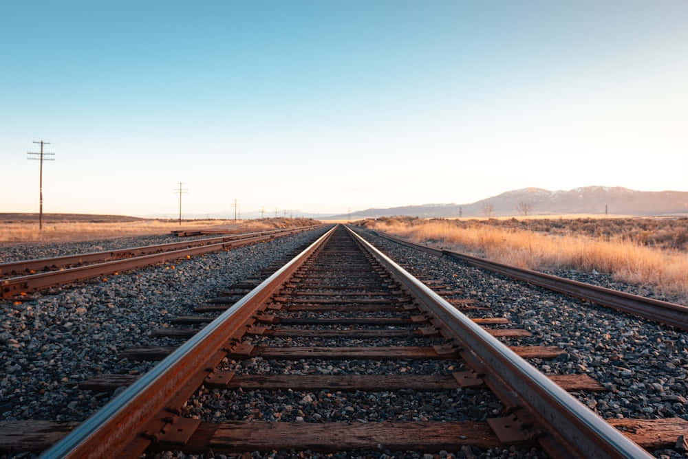 A Train Tracks In The Desert
