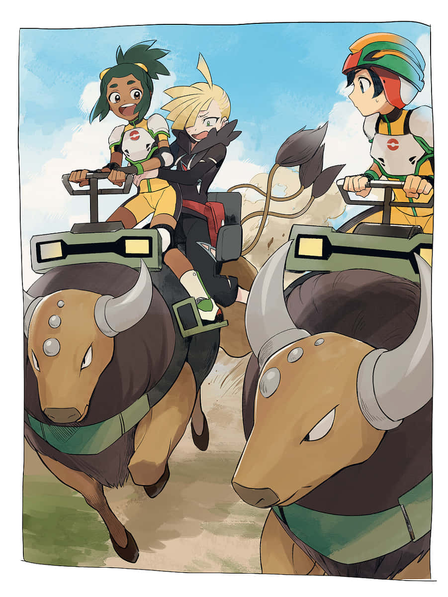 Trainers Riding Tauros Wallpaper