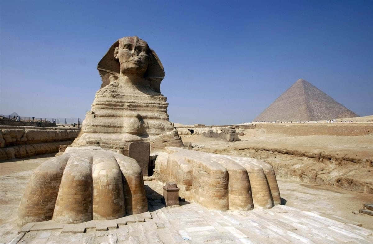 Tramontoalle Grandi Piramidi Di Giza, Cairo, Egitto